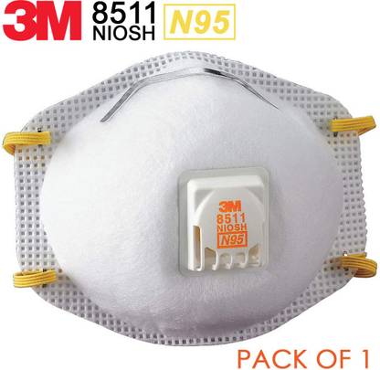 3M Particulate Respirator 8511, N95 80 EA/Case NIOSH Approved For At Least 95 Percent Filtration Efficiency Against Certain Non-Oil Based Particles | Single Mask In Pack Reusable, Washable
