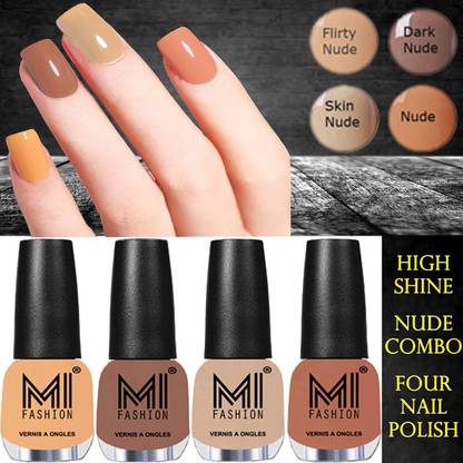 MI FASHION Newly Nude High 3D Shine Longest Lasting Nail Polish Set Paint Combo 12ml Each Nude, Dark Nude, Skin Nude, Nude