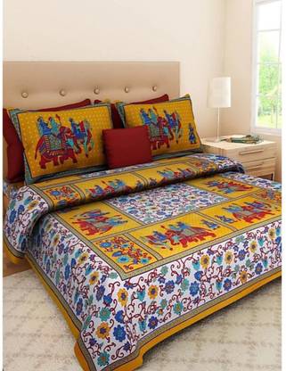 JIYAS 600 TC Cotton King Printed Fitted (Elastic) Bedsheet
