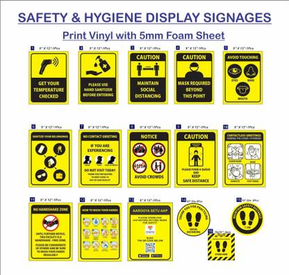 Digital Graphics Safety & Hygiene Signage- Print Vinyl Board Emergency Sign