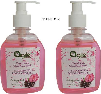 Agile Wellness Clean Hands Clear Hand Wash preimium quality 250 ML X 2 Hand Wash Bottle
