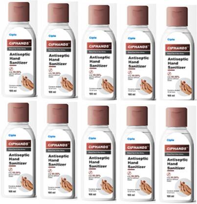 Cipla CIPHANDS 100 ML PACK OF 10 TOTAL 1000 ML Hand Sanitizer Bottle