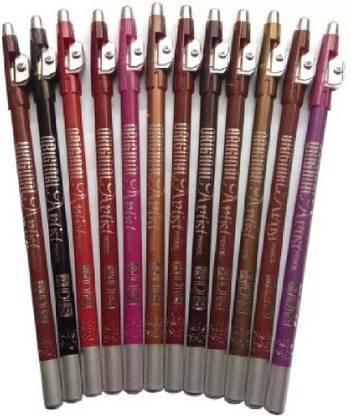 ads Perfect Eye and Lip Liner Pencil with Sharpener (Eye Liner, Lip Liner Pencil 12 Pieces) (Multi color)