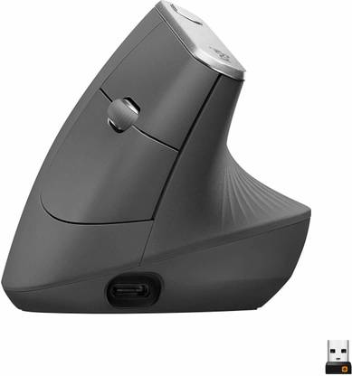 Logitech Mx Vertical Advanced Ergonomic Mouse, Wireless Via Bluetooth Or Included Usb Receiver Wireless Ambidextrous Optical Mouse  with Bluetooth