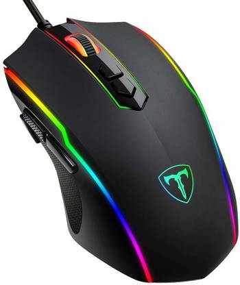 Pictek Gaming Mouse Wired, 8 Programmable Buttons, Chroma Rgb Backlit, 7200 Dpi Adjustable, Comfortable Grip Ergonomic Optical Pc Computer Gaming Mice With Fire Button, Black (Upgraded Version) Wired Ambidextrous Optical  Gaming Mouse