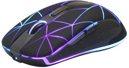 Rii Rm200 Wireless Mouse, 1600Dpi 5 Buttons Rechargeable Mouse, With Colorful Led Lights Game Computer Mice-Black Wireless Ambidextrous Optical Mouse