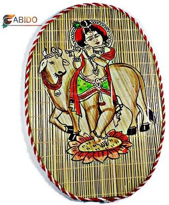 Fabido Bamboo Craft Lord Krishna Handmade Home Decorative Wall Hanging