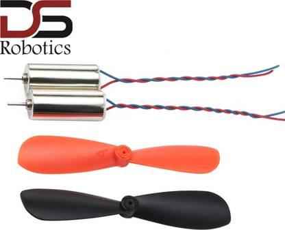 DS Robotics Coreless Motor DC 3.7V-4.2V 50000RPM 7mm x 16mm Micro Brush Motor with 2 Helicopter Propellers for Quadcopter Drone Model FPV DIY (Pack of 2) Electronic Components Electronic Hobby Kit