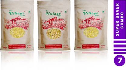 The Village Kart COMBO PACK OF PULSES MOONG SPLIT 500 GMS + MOONG SPLIT 500 GMS + TOOR DAL 500 GMS Combo