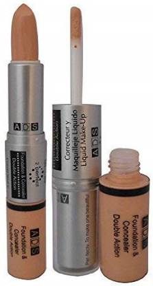 ads Foundation And Concealer Double Action For Women, 9ml Foundation