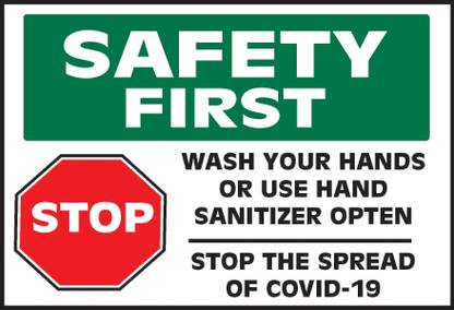 imbue Safty First Stop Notice Emergency Sign