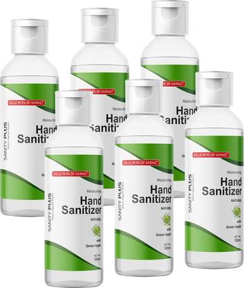 SANITYPLUS SANITIZER GREEN APPLE 100ML PACK OF 6 Hand Sanitizer Bottle