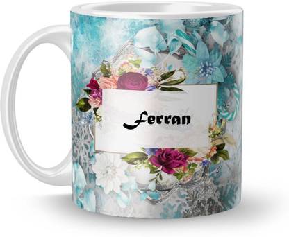 Beautum Name Ferran Printed White Ceramic (350)ml Model No:BTNAMXYZ005711 Ceramic Coffee Mug