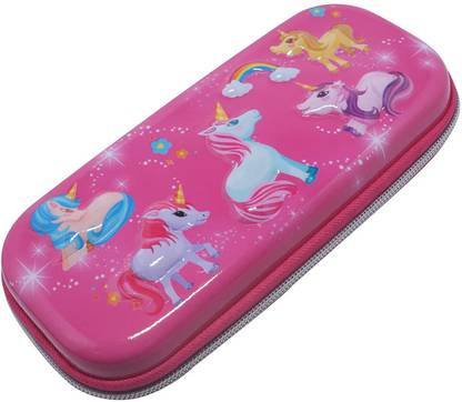 PINDIA Stylish Pencil BoxLarge Capacity With Zipper Unicorns Art EVA Pencil Box