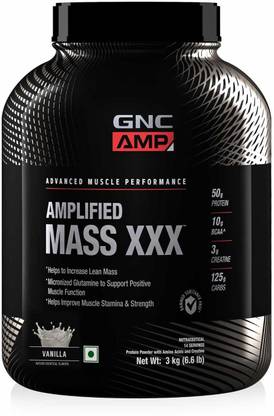 GNC AMP Mass XXX Gainer Powder (Vanilla Flavour) - 3 Kgs Weight Gainers/Mass Gainers