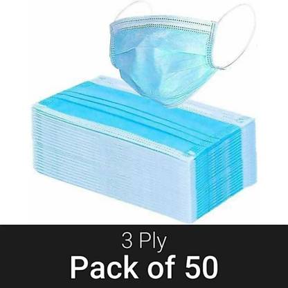 Amora Surgical Face Mask, Anti Pollution, 3 Ply Face Mask with ISO 9001:2015 Certification (Blue, Pack of 50, 3 Ply) NM-3PLY-50 Surgical Mask