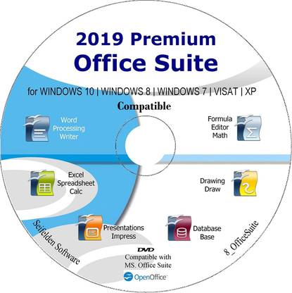 COMPATIBLE Office Suite 2019 Alternative to Office Home Student and Business Compatibles with Word, Excel, PowerPoint for Windows 10, 8.1 8 7 Vista XP by Apache Open Office Ms Word Ms Office (DVD-DISC)