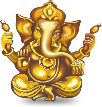 DivineDesigns 46 cm Ganesh Ji Wall Sticker ( Size :- 46 X 61 cm ) Self Adhesive Sticker