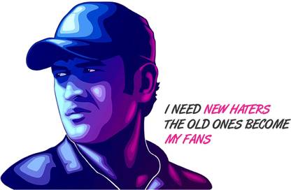 DivineDesigns 46 cm MS Dhoni Wall Sticker ( Size :- 71 X 46 cm ) Self Adhesive Sticker