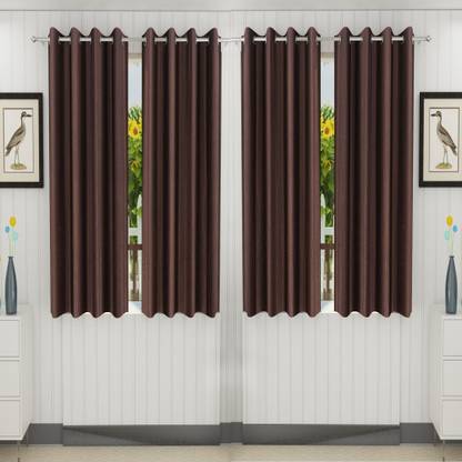 Loof Klapper 153 cm (5 ft) Polyester Semi Transparent Window Curtain (Pack Of 4)