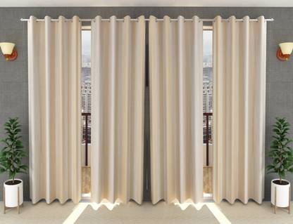 Loof Klapper 214 cm (7 ft) Polyester Semi Transparent Door Curtain (Pack Of 4)