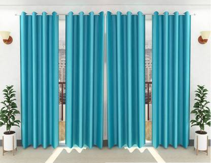 Loof Klapper 214 cm (7 ft) Polyester Semi Transparent Door Curtain (Pack Of 4)