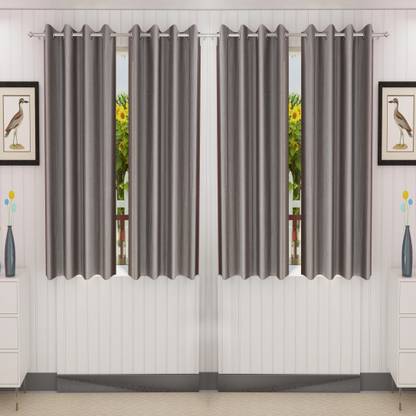 Loof Klapper 153 cm (5 ft) Polyester Semi Transparent Window Curtain (Pack Of 4)
