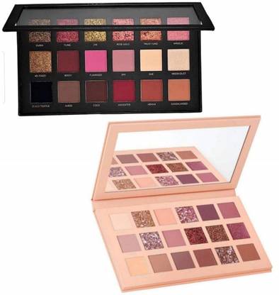 angelie Professional Combo of Nude Eye Shadow Palette and Textured Rose Gold Eyeshadow (Set of 2 Multicolour 18 Shade) 2 ml