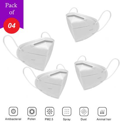 SILVER SHINE N95 Anti Pollution Mask Face Mask With 5 Layer Protection (Pack Of 4) ES105 Reusable