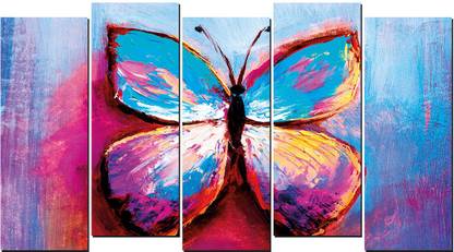 Poster N Frames Split Painting / Frames of 5 panel of Butterfly 18306 Digital Reprint 27.5 inch x 60 inch Painting
