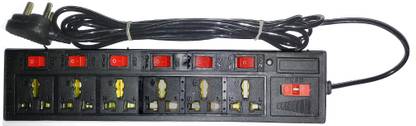 UNI Socket Extension board | 6 Amp| Fuse | Individual switches 6 Socket Extension Boards (Black) 6  Socket Extension Boards