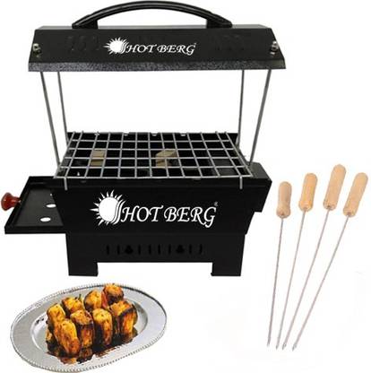 HOT BERG Small Electric & Charcoal Barbeque BBQ-3568 Grill & Tandoor (2 in 1 BBQ) Multi Purpose Black Electric Gril Electric Tandoor
