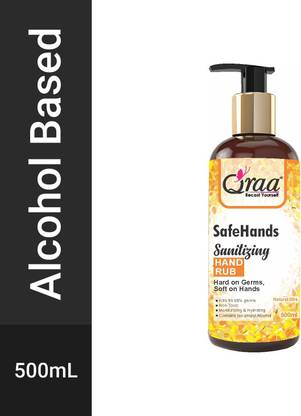 Qraa Safe Hands  for All Kind of Flu, Virus- Anti-Bacterial  with Neem & Aloe Vera Extracts 500ml Hand Sanitizer Pump Dispenser