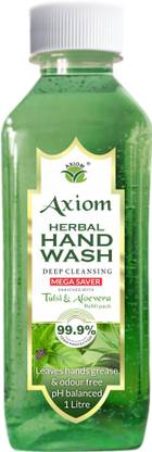 AXIOM Herbal Hand Wash 1000ml enriched with Aloevera & Tulsi(Refill Pack) Hand Wash Bottle