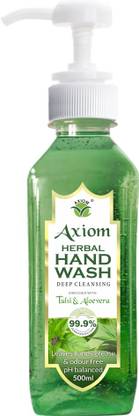 AXIOM Herbal Hand Wash 500ml enriched with Aloevera & Tulsi(Table top dispenser)- Pack of 2 Hand Wash Pump Dispenser