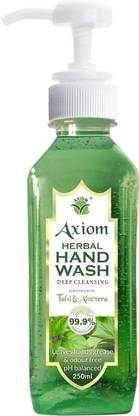 AXIOM Herbal Hand Wash 250ml enriched with Aloevera & Tulsi(Table top dispenser)- Pack of 2 Hand Wash Pump Dispenser