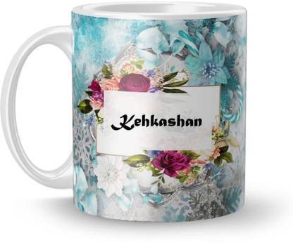 Beautum Name Kehkashan Printed White Ceramic (350)ml Model No:BTNAMXYZ009456 Ceramic Coffee Mug