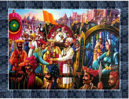 LiveArts Chhatrapati Shivaji Maharaj Digital Reprint 10.5 inch x 13.5 inch Painting