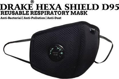 Drake Drake D95 Face Mask (Pack of 1 piece) D95-V-Black-1pc Reusable, Washable