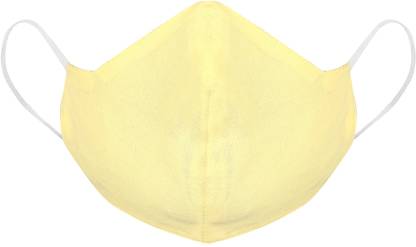 DFR Washable and reusable three layered 100% cotton fabric high nose face cover masks (pack of 4 – Unisex - Lemon Yellow) MCVD3.Yellow Washable, Reusable Cloth Mask