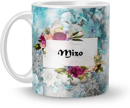 Beautum Name Mizo Printed White Ceramic (350)ml Model No:BTNAMXYZ012939 Ceramic Coffee Mug
