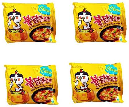 Samyang Hot Chicken Ramen Cheese Noodles,(Pack of 4) 140gm Instant Noodles Non-vegetarian