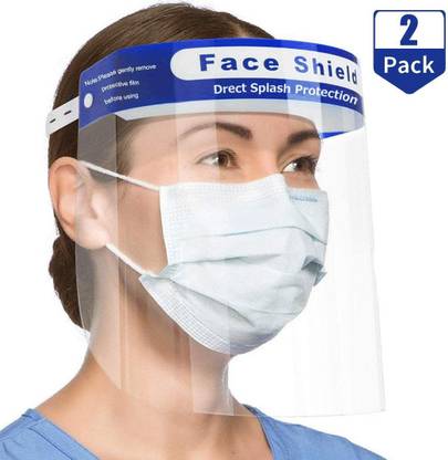 CASE CREATION SAFETY MASKS TRAVEL SHIELD HELMET Washable Protection Face Shield Mask Isolation Mask Eyes Nose Full Frontal Air Pollution Protection Face Shield Safety Visor (Pack of 2) Safety Cap