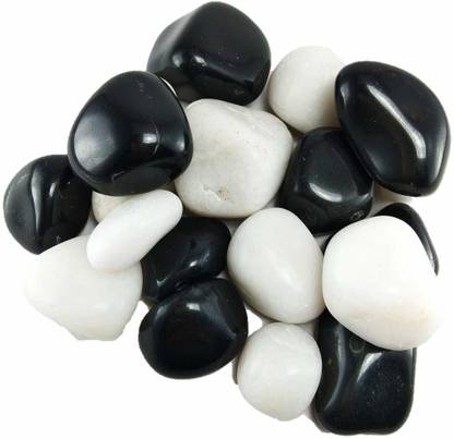 ReneReit Vase Fillers Fish Aquarium Marble Stone Black and white 900g Polished Asymmetrical Rock Pebbles