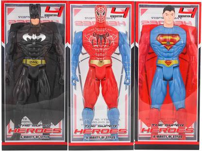 gorgeous moment Superman Batman Spiderman Super Hero Figure Adjustable boady Pack of 3