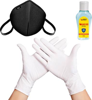 Ubon 3-in-1 Traveller Kit, PPE kit includes Mask/Hand gloves/Sanitizer, Travel with care