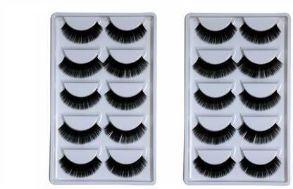 Miss Hot Fake Eyelashes Handmade Dramatic Thick Crossed Cluster False Eyelashes Black Nature Fluffy Long Soft Reusable (10 Pairs)