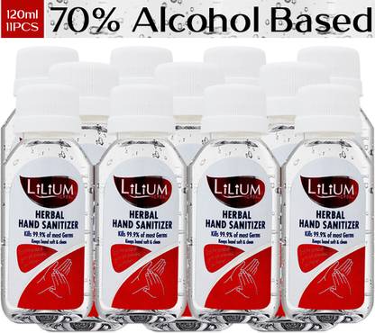 LILIUM Hand Cleanser (Sanitizer), Round Bottle, 1320ml, Pack of 11 Hand Sanitizer Bottle