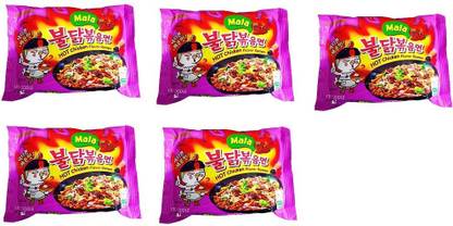 Samyang Hot Chicken Ramen MALA Noodles, 135gm (Pack of 5) Instant Noodles Non-vegetarian