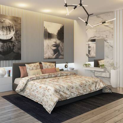 Maishaa Cotton King Flat 300 TC Printed Bedsheet